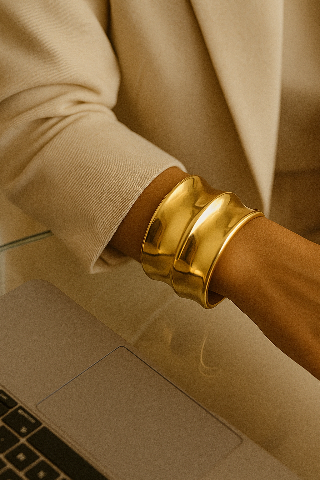 The Bold Wave Cuff – Sculpted Shine for Every Wrist