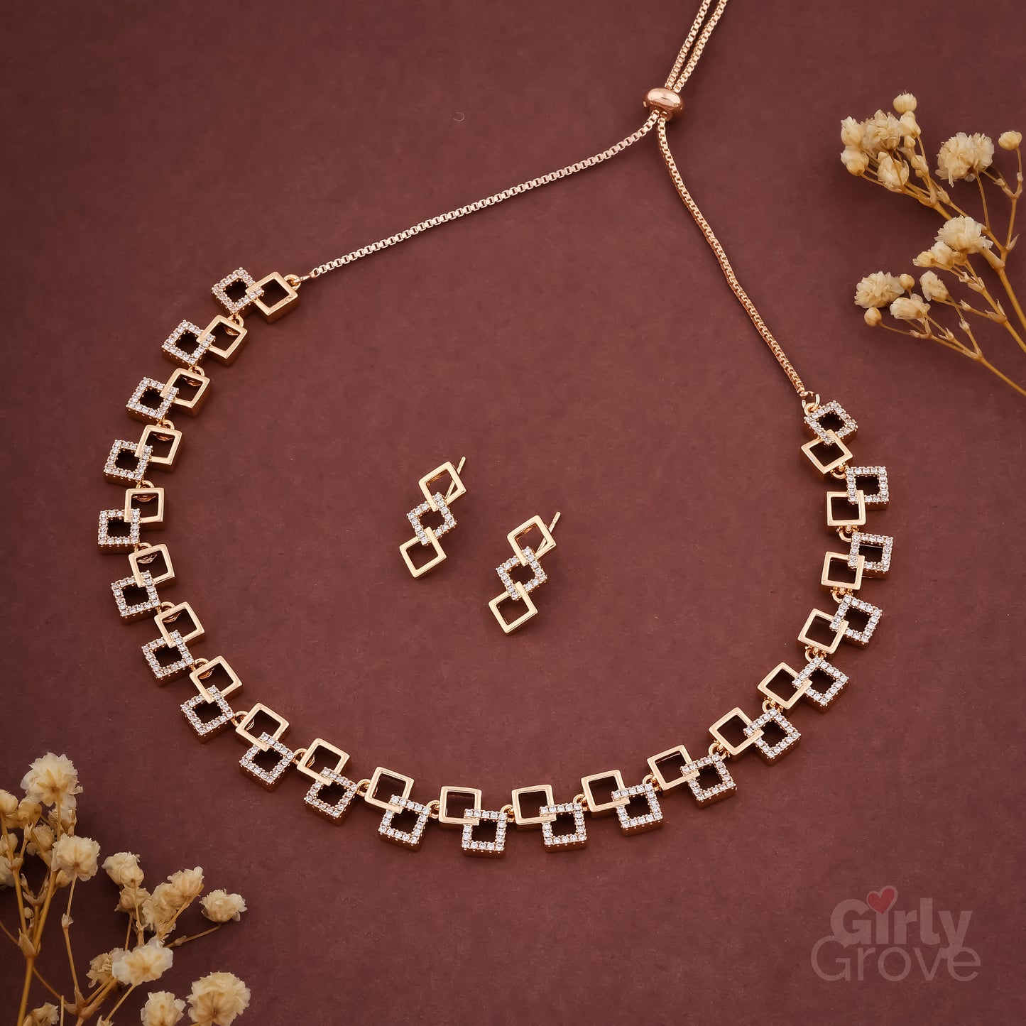 Square Sparkle Necklace Set