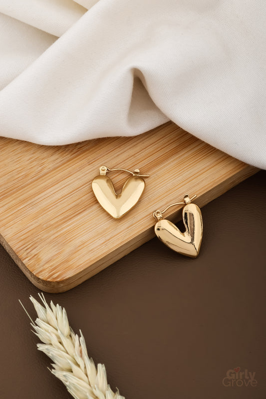 Golden Heart Hoop Earrings – Tarnish-Free & Timeless