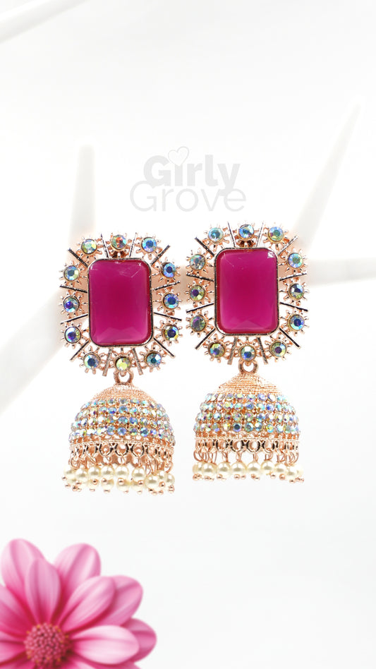 Royal Charm Stone Studded Jhumka Earrings