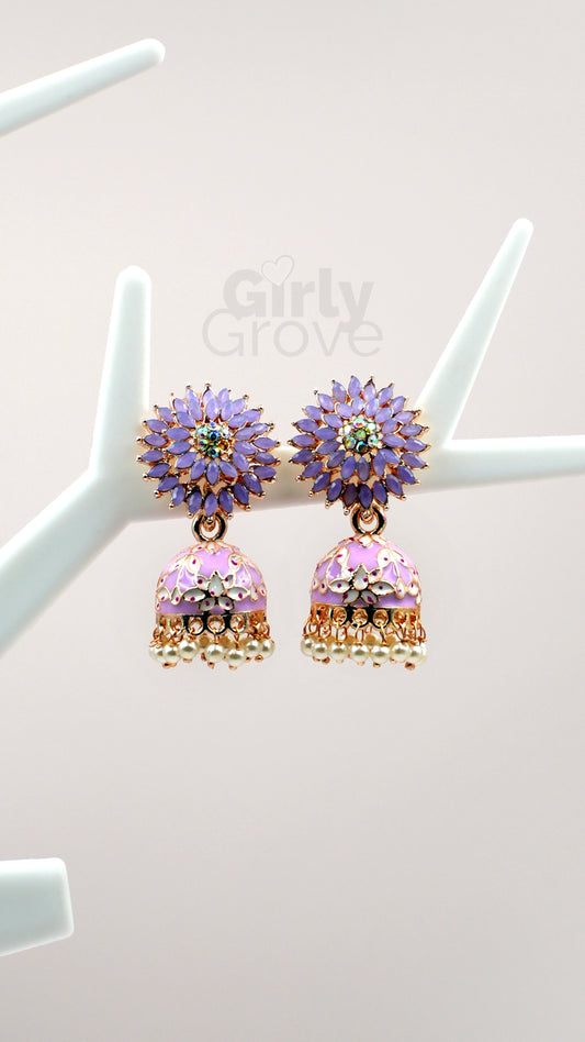 Royal Radiance Enamel Jhumka Earrings
