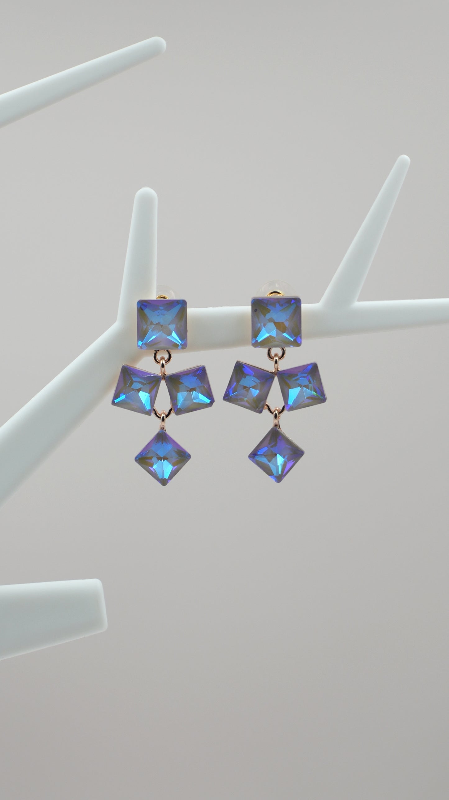 Radiant Square Stone Drop Earrings