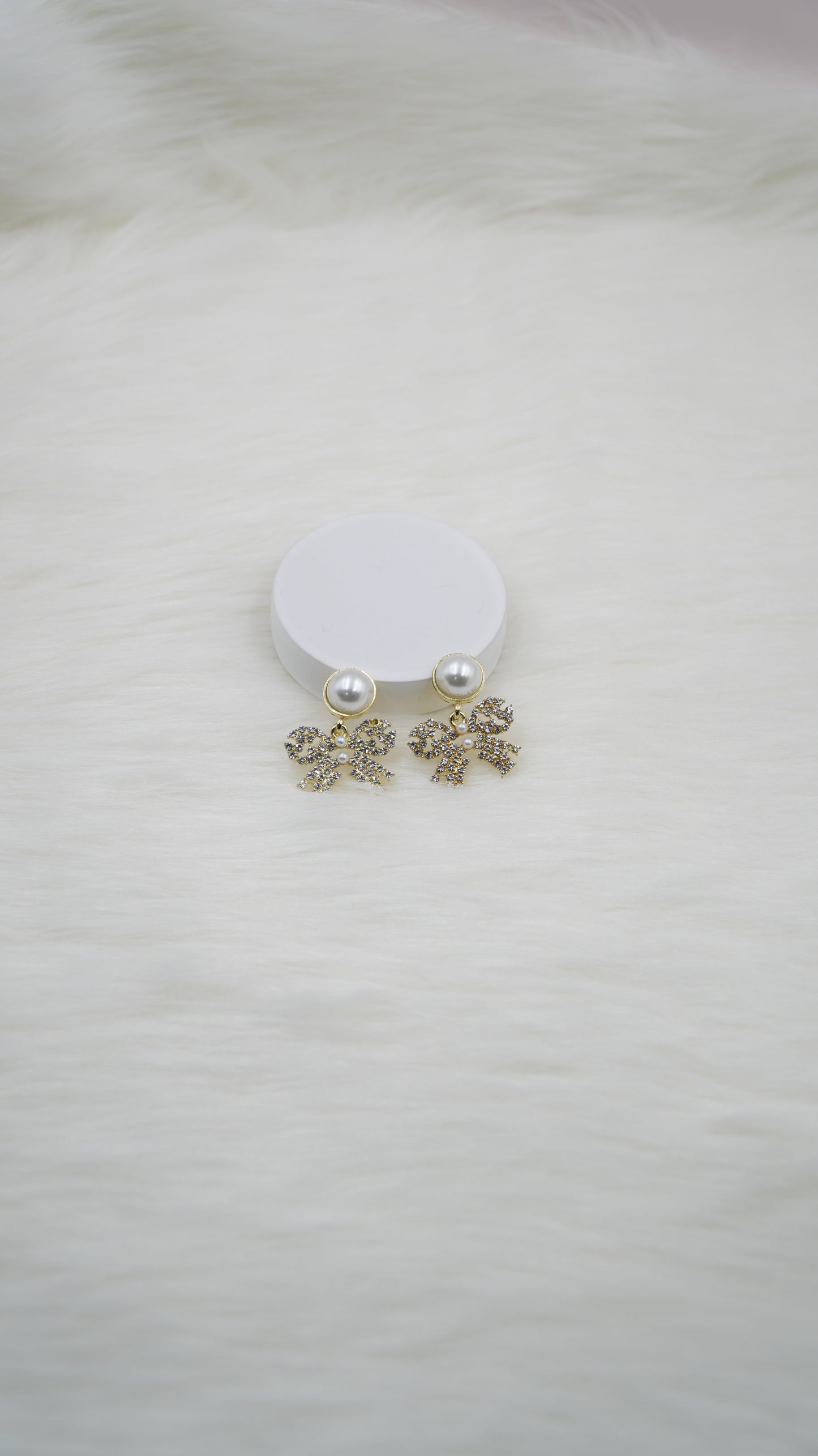Crystal Bow Pearl Drop Earrings