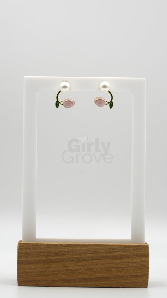 Blush Pearl Floral Stud Earrings