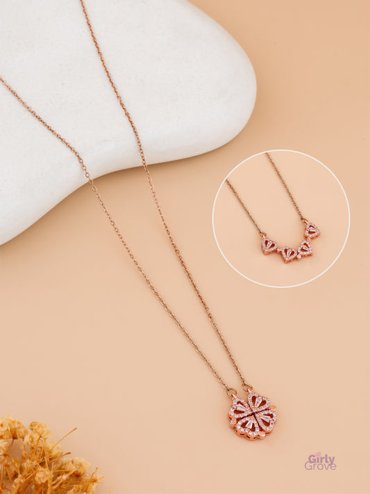 Rose Gold Magnetic Clover Pendant – 2-in-1 Magic