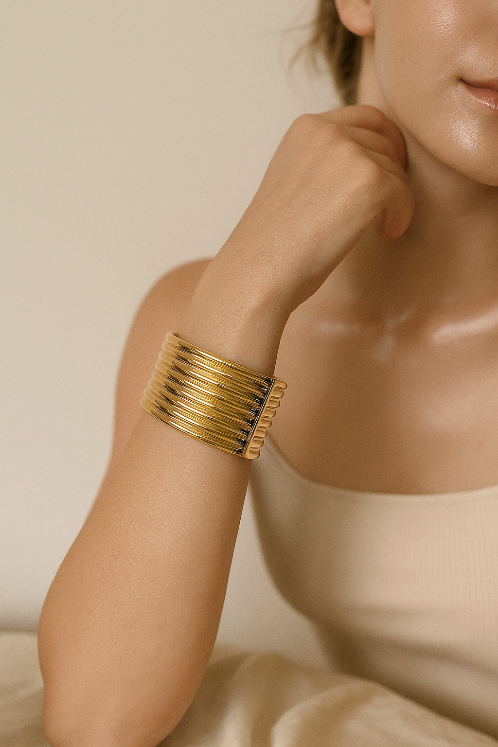 Stacked Gloss Gold Cuff