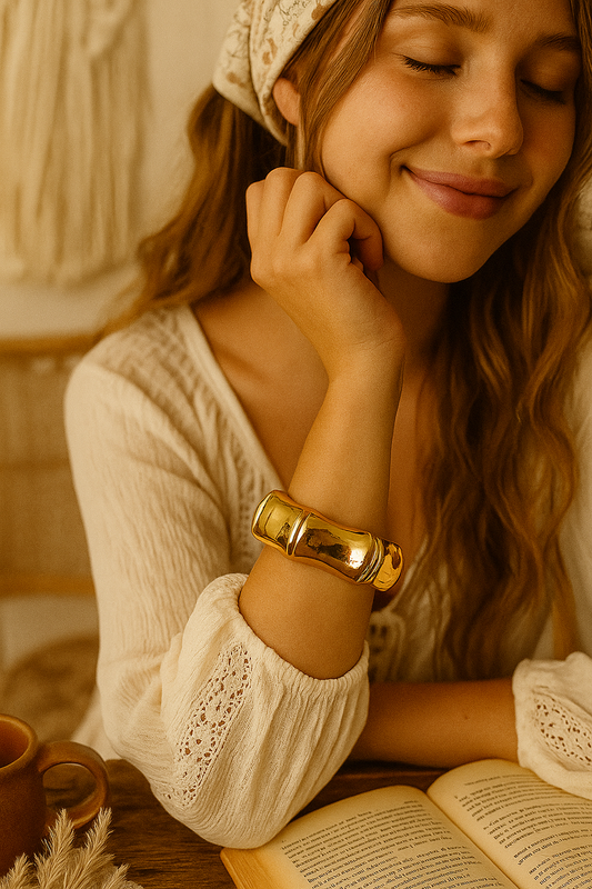 Golden Bamboo Curve Cuff