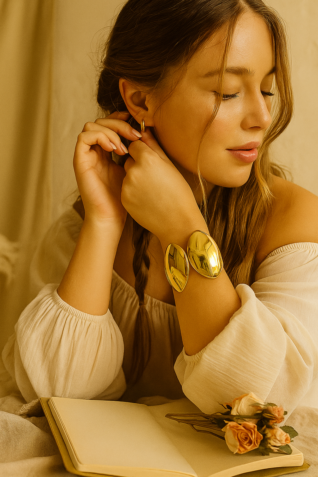Twin-Leaf Bold Cuff – Adjustable Luxe Fit