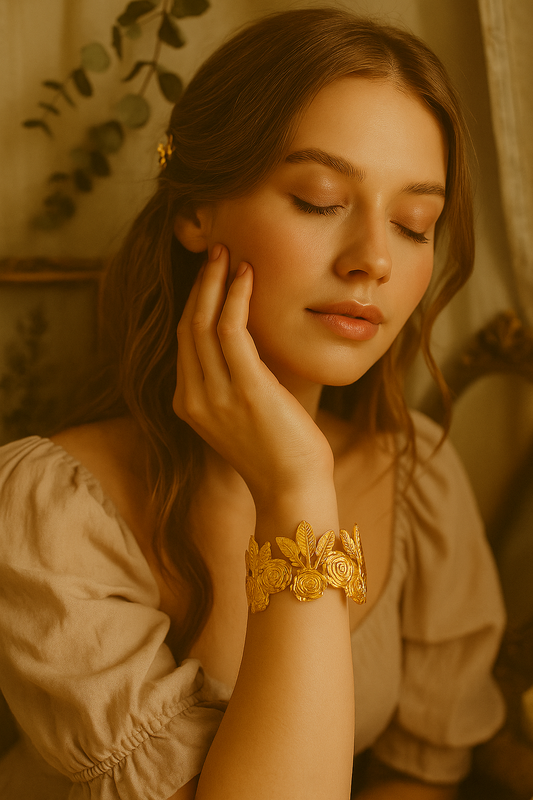 Rosette Bloom Cuff – 18K Gold-Plated Adjustable Bracelet