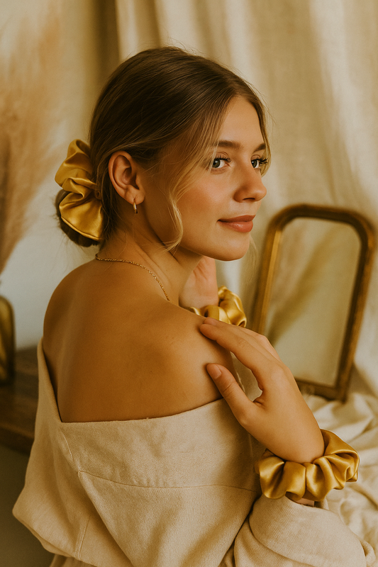 Golden Hour – Premium Satin Scrunchie