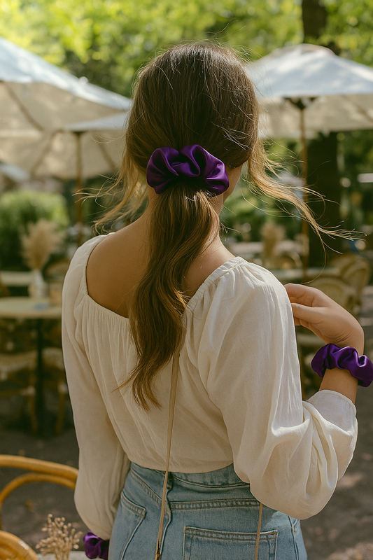Plum Noir – Premium Satin Scrunchie