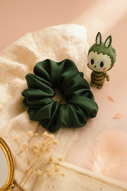 Evergreen Mood – Premium Satin Scrunchie