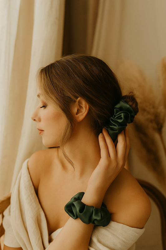 Evergreen Mood – Premium Satin Scrunchie