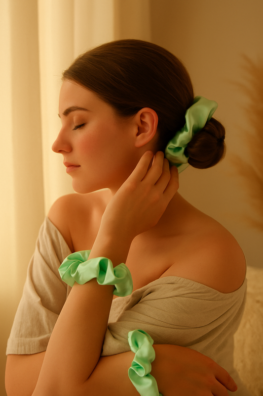 Mint Whirl – Premium Satin Scrunchie