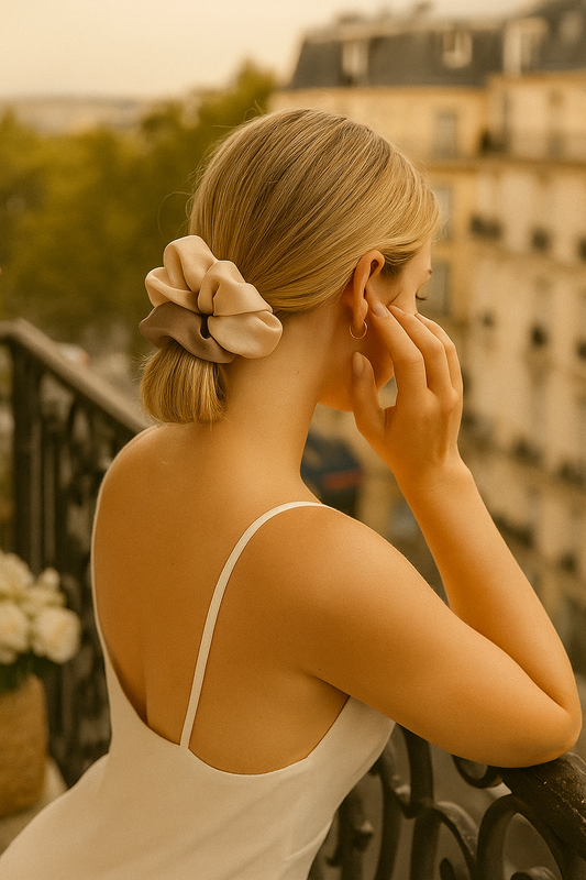 Dual-Tone Mocha & Cream – Luxe Parisian Scrunchie