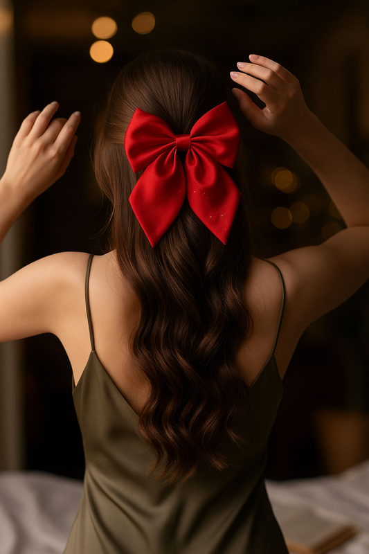 Red Luxe Satin Bow Scrunchie