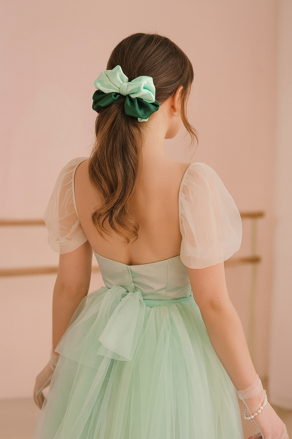 Dual-Tone Mint & Emerald – Dreamy Meadow Scrunchie