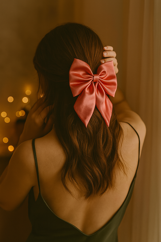 Velvet Rose – Premium Satin Bow Scrunchie