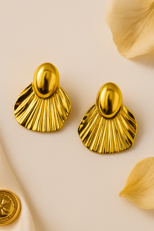 Golden Drape – Sculpted Shell Earrings