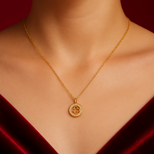 Aura of Luck – Clover Medallion Necklace