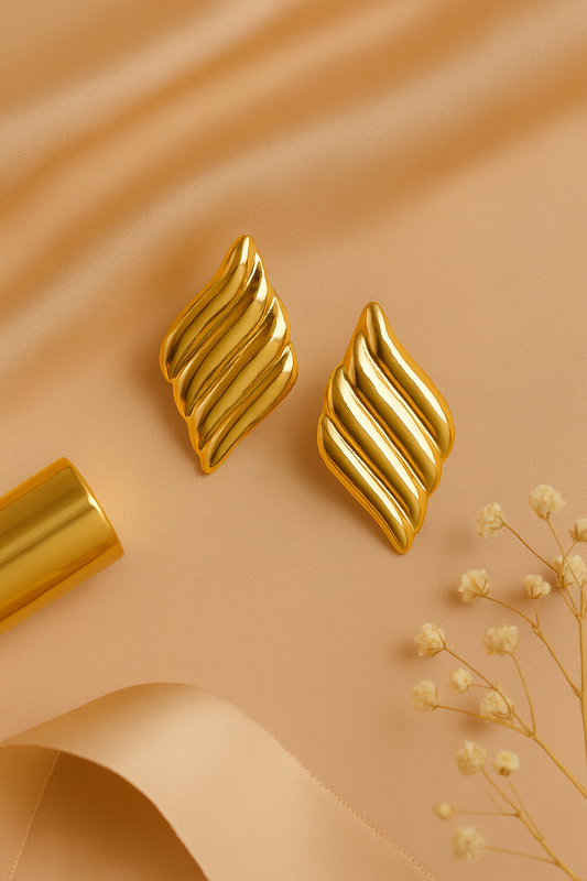 Flare Curve – Bold Gold Wave Earrings