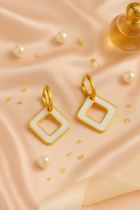 Luna Luxe – Enamel Square Hoop Earrings