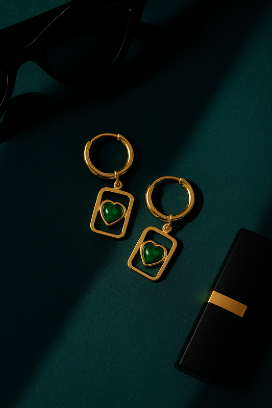 Emerald Love Frame Hoops