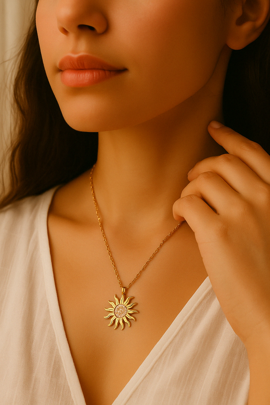 Golden Sunburst Pendant Necklace