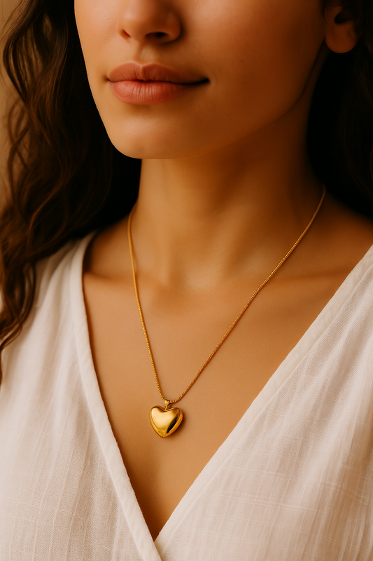 Golden Love Heart Pendant Necklace