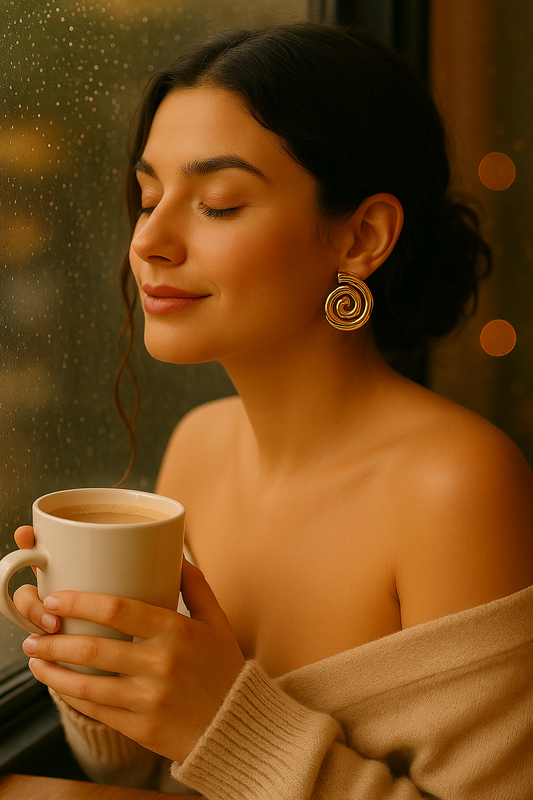 Golden Swirl Statement Earrings
