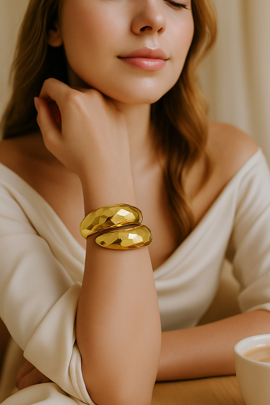 Crush-Ready Hammered Dome Cuff