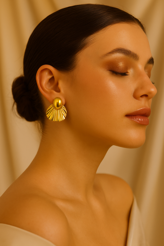 Golden Drape – Sculpted Shell Earrings