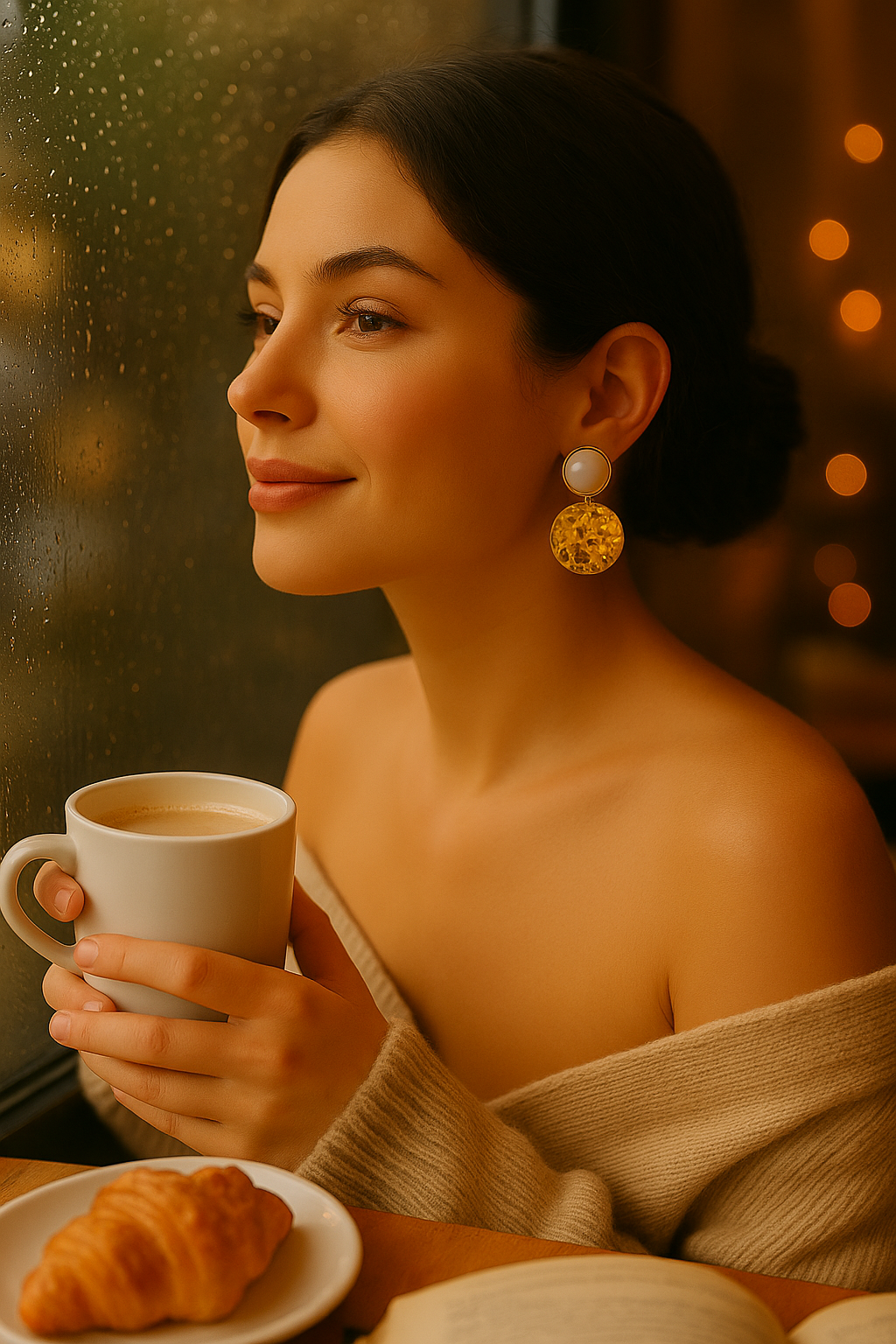 Aurea Drops – Pearl & Hammered Gold Statement Earrings