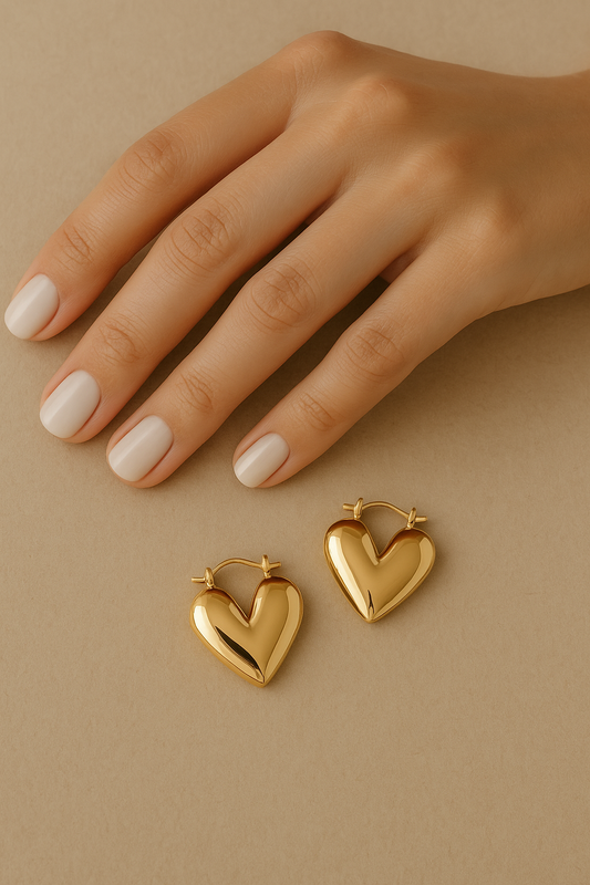 Golden Heart Hoop Earrings – Tarnish-Free & Timeless
