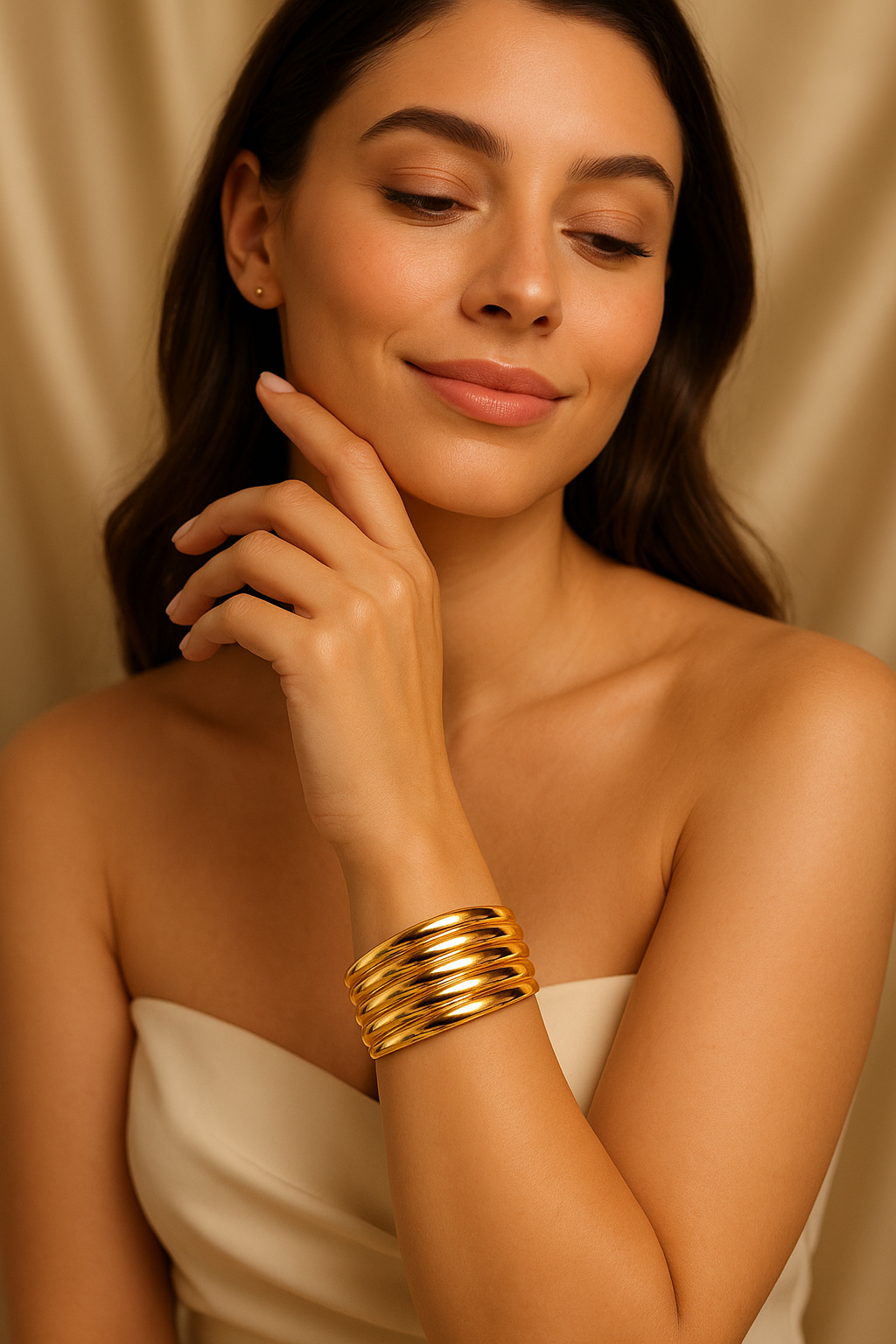 Stacked Gloss Gold Cuff
