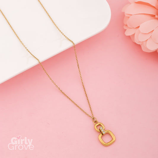 Modern Minimalist Square Pendant Necklace