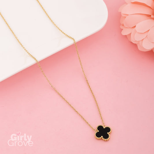 Charming Black Clover Necklace