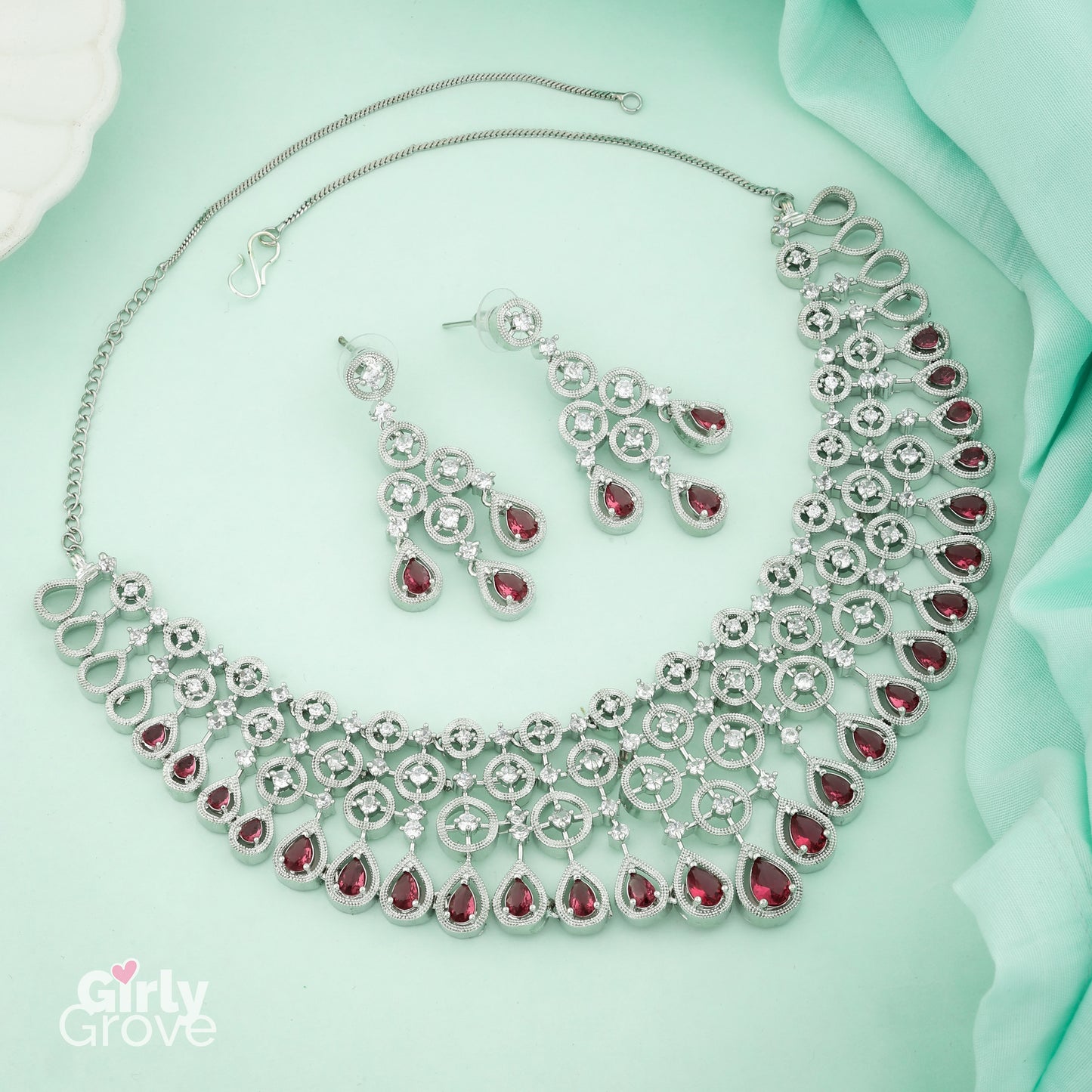 Ruby Radiance Diamond Necklace Set