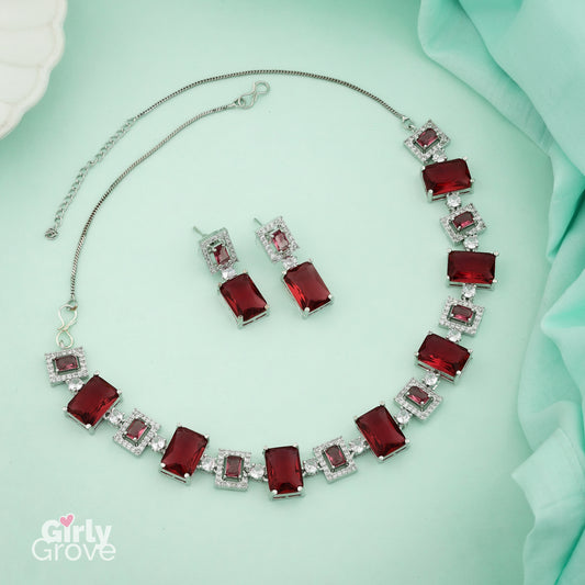 Crimson Sparkle Necklace Set