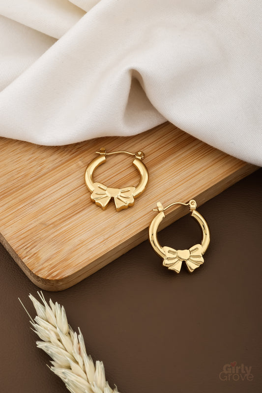 Bow Hoop Earrings – Tarnish-Free &amp; Adorable 🎀
