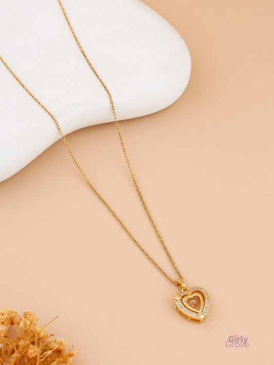 Golden Cupid Heart Pendant – For the Hopeless Romantic