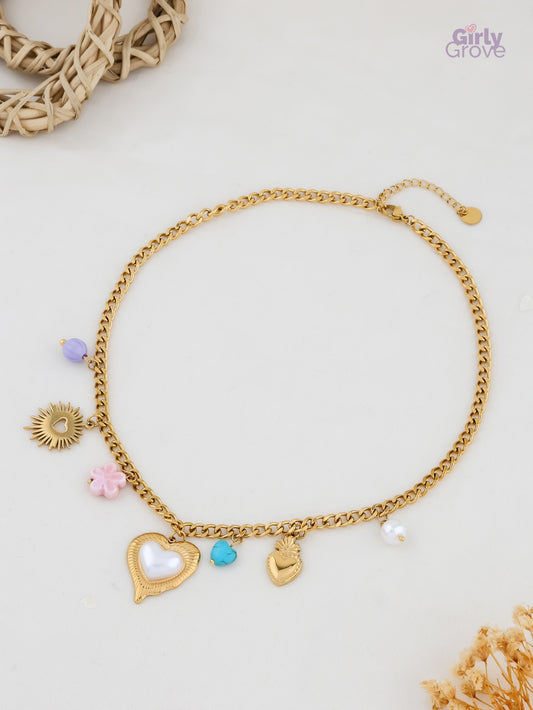 Celeste Heart & Soul Charm Necklace – Gold Luxe