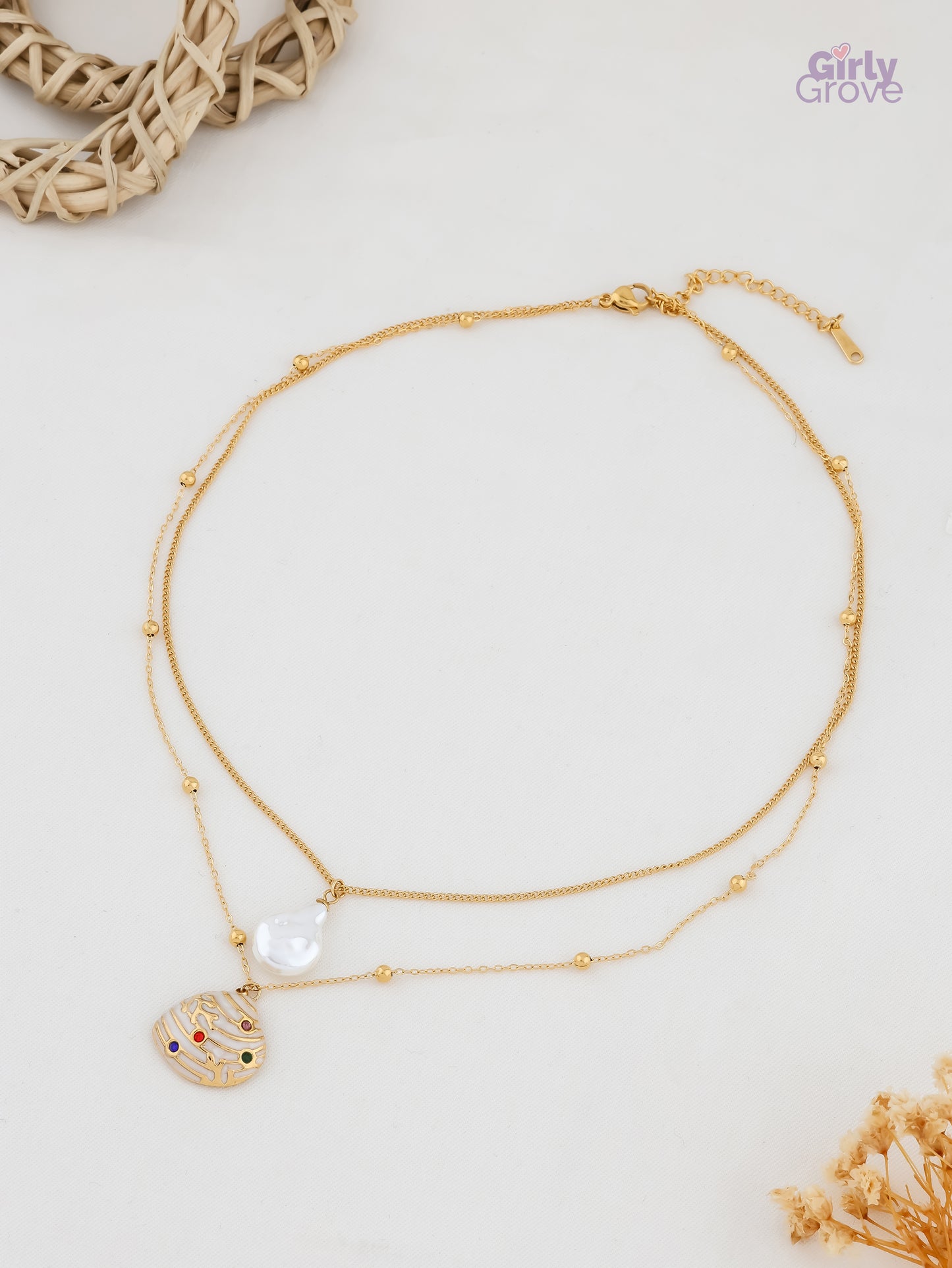 Cosmic Layers Dual Pendant Necklace – Galaxy Gold