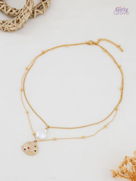 Cosmic Layers Dual Pendant Necklace – Galaxy Gold