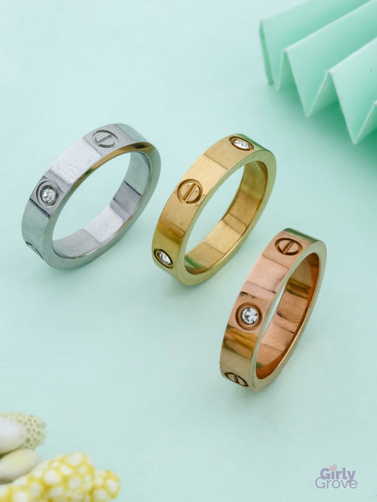 Unisex Luxe Band Rings – Set of 3 (Gold, Silver, Rosegold)