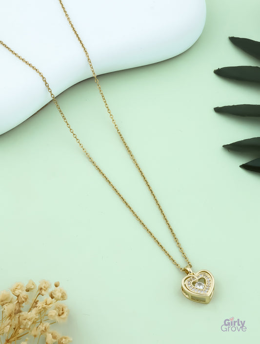 Crystal Heart Locket Pendant