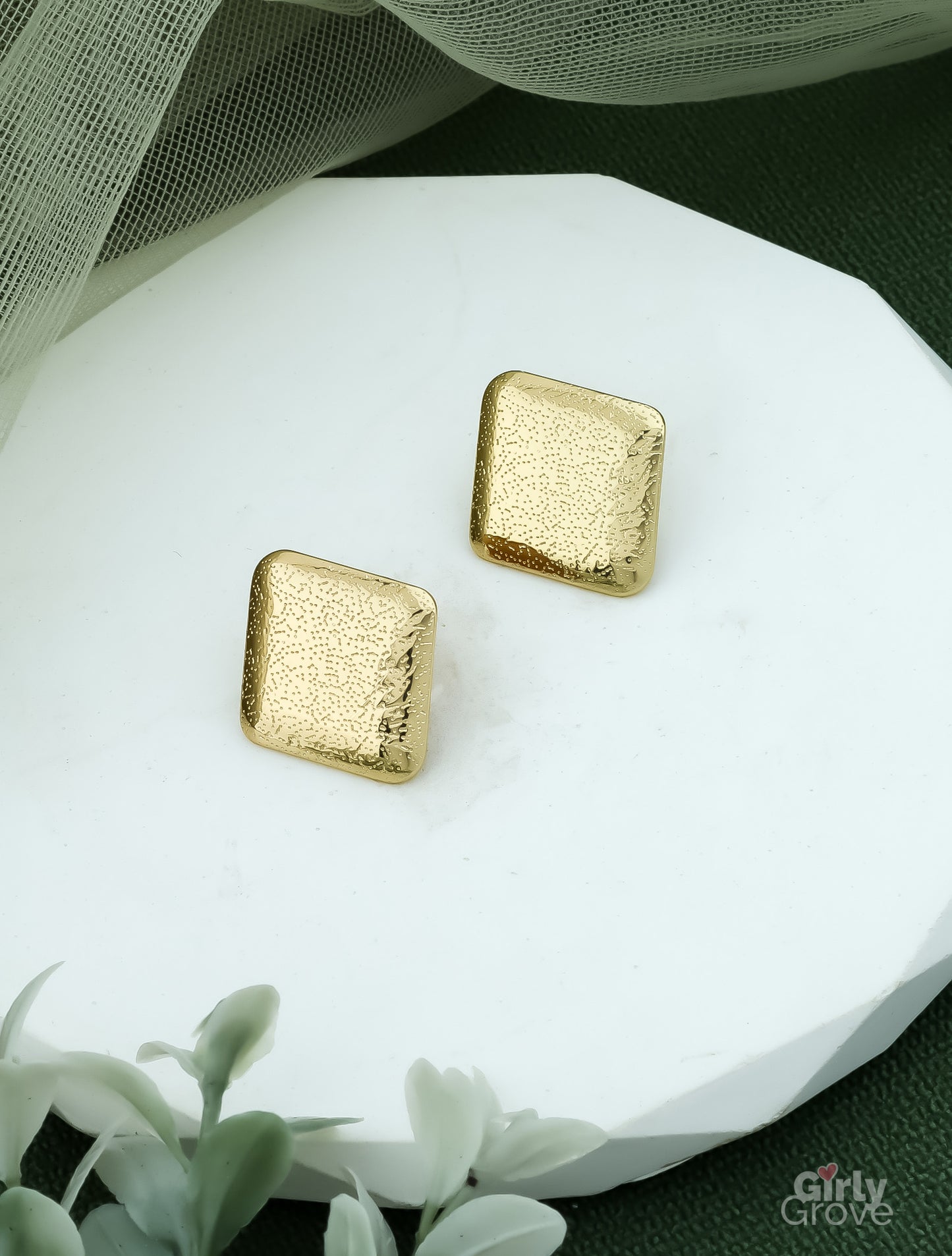 Golden Textured Luxe Earrings