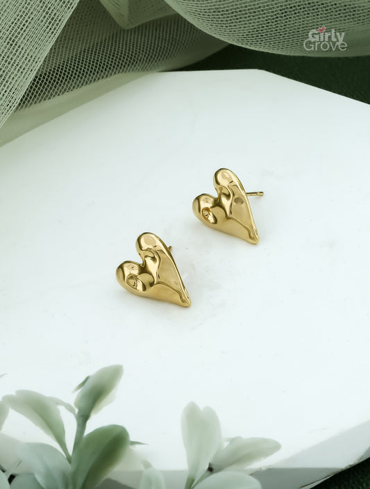 Melted Heart Gold Studs
