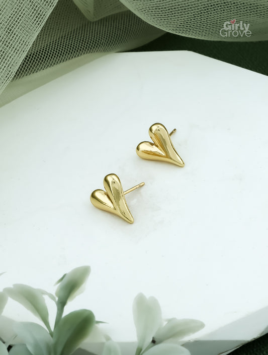 Drip Heart Gold Studs