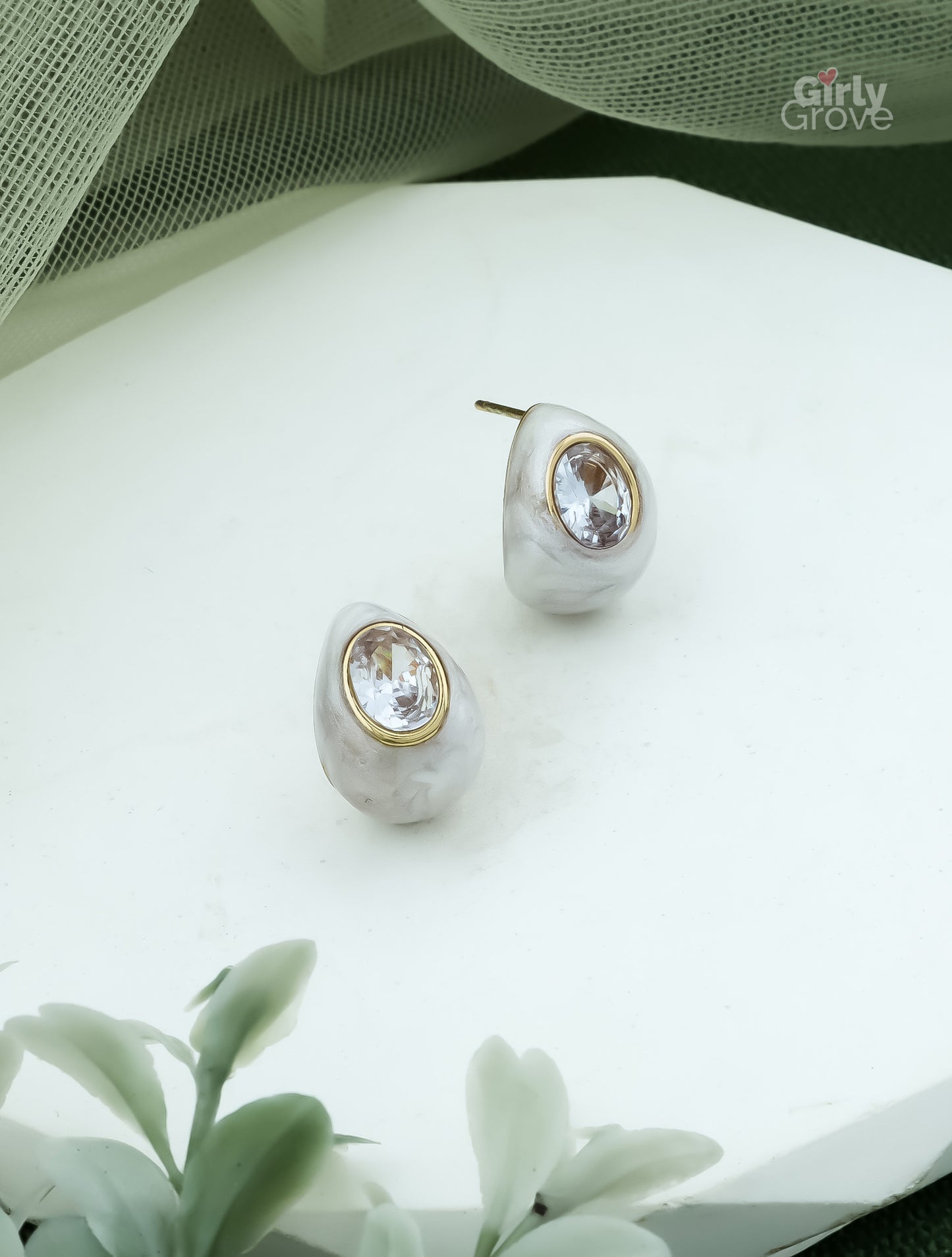 Marble Luxe Crystal Studs